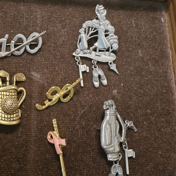 Vtg Brooch Pin Jewelry Lot Sterling Pewter Golf Theme - Picture 3 of 12